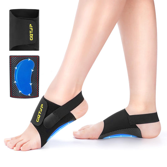 Arch Support Inserts Braces for Plantar Fasciitis Relief, Adjustable Arch Support Compression Bands, Arch Sleeves for Flat Feet, Foot Support for Pain Relief with Gel Pads