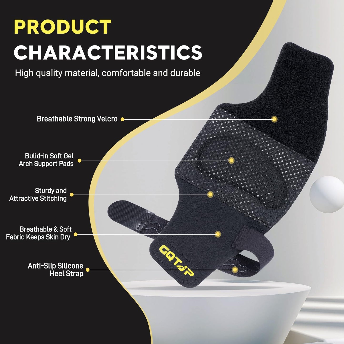 Arch Support Inserts Braces for Plantar Fasciitis Relief, Adjustable Arch Support Compression Bands, Arch Sleeves for Flat Feet, Foot Support for Pain Relief with Gel Pads