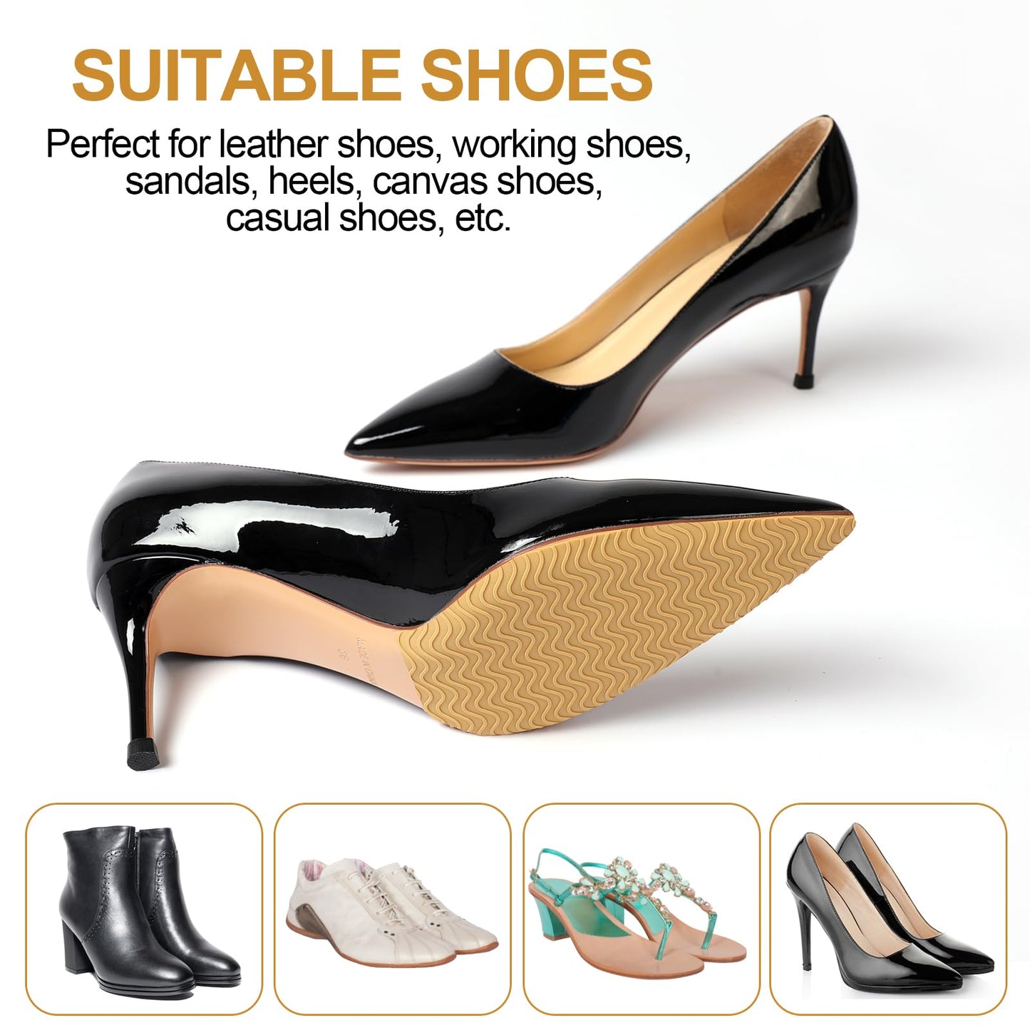 Shoe Sole Bottom Protector,Self Adhesive Shoe Grips on Bottom of Shoes,Non Slip Shoe Pads,Shoe Sole Guard, Anti Slip Shoe Grips Pads