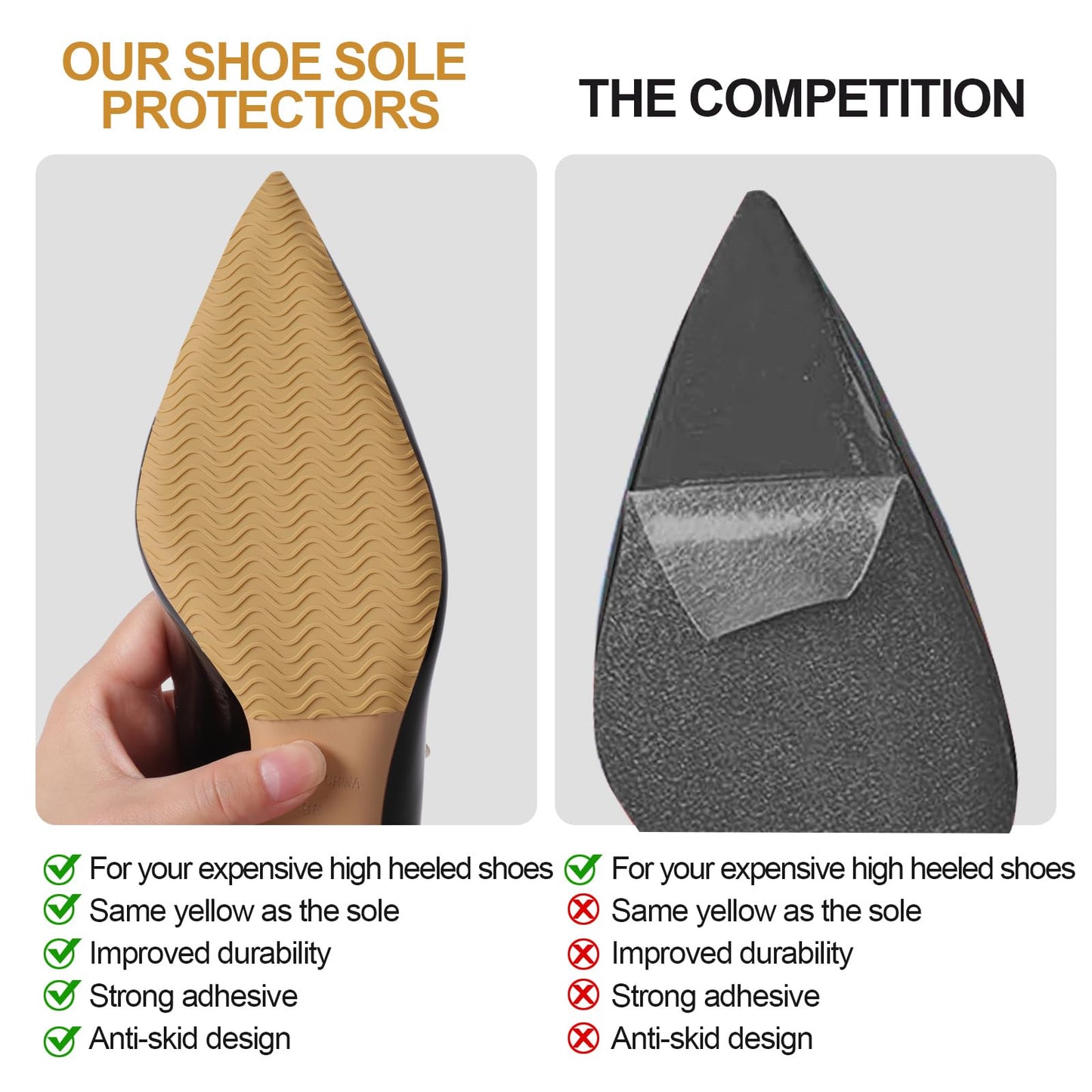 Shoe Sole Bottom Protector,Self Adhesive Shoe Grips on Bottom of Shoes,Non Slip Shoe Pads,Shoe Sole Guard, Anti Slip Shoe Grips Pads