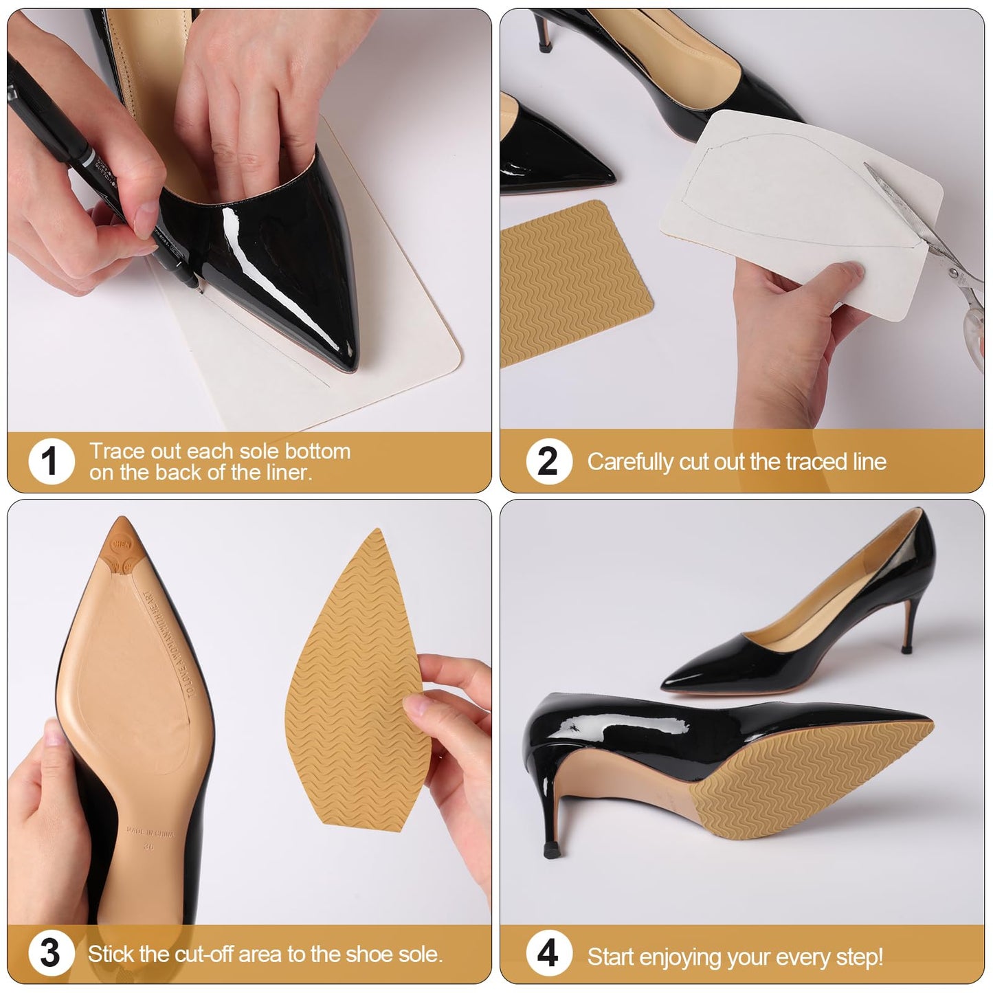 Shoe Sole Bottom Protector,Self Adhesive Shoe Grips on Bottom of Shoes,Non Slip Shoe Pads,Shoe Sole Guard, Anti Slip Shoe Grips Pads